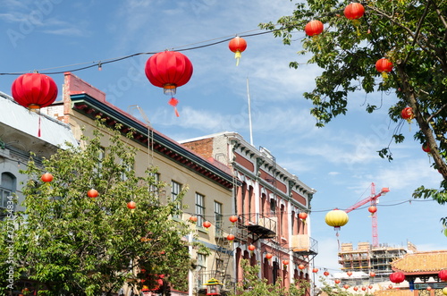 Red lanterns over Fisgard street photo