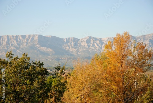 the Sainte Victoire mountain seen from Trets in Provence
