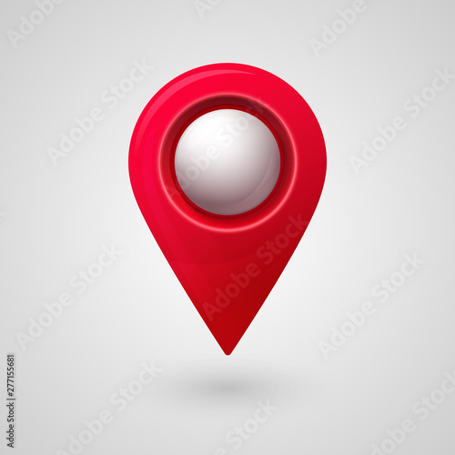 Map location pointer 3d pin with glowing glass bubble. Navigation icon for web, banner, logo or badge. Vector Illustration. photo