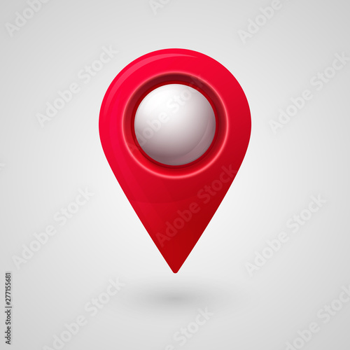 Map location pointer 3d pin with glowing glass bubble. Navigation icon for web, banner, logo or badge. Vector Illustration.