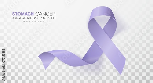 Stomach Cancer Awareness Month. Periwinkle Color Ribbon Isolated On Transparent Background. Vector Design Template For Poster.