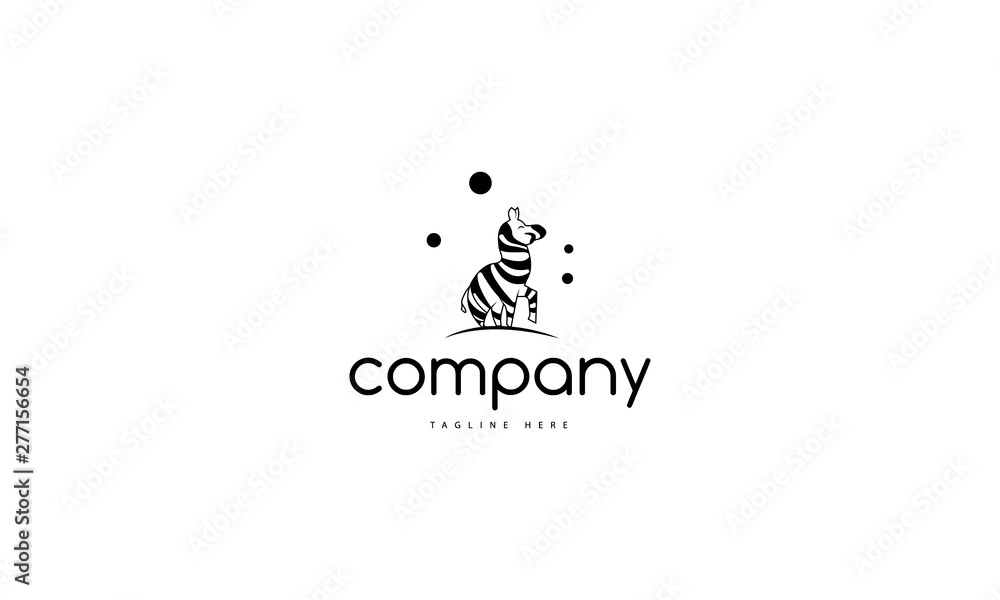 Vector logo which depicts a funny zebra with a raised leg. Vector logo which depicts a funny zebra with a raised leg.