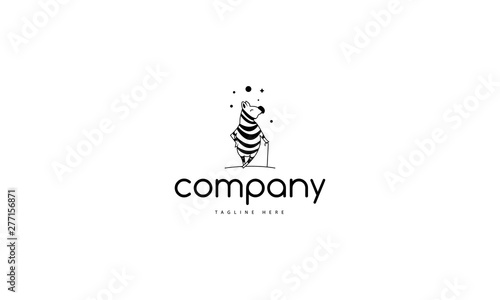 Vector logo which depicts a funny zebra that stands leaning on a cane.