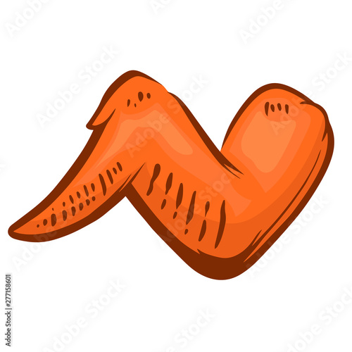 Illustration of chicken wings isolated on white background. Design element for poster, card, banner, sign, emblem, label. Vector illustration