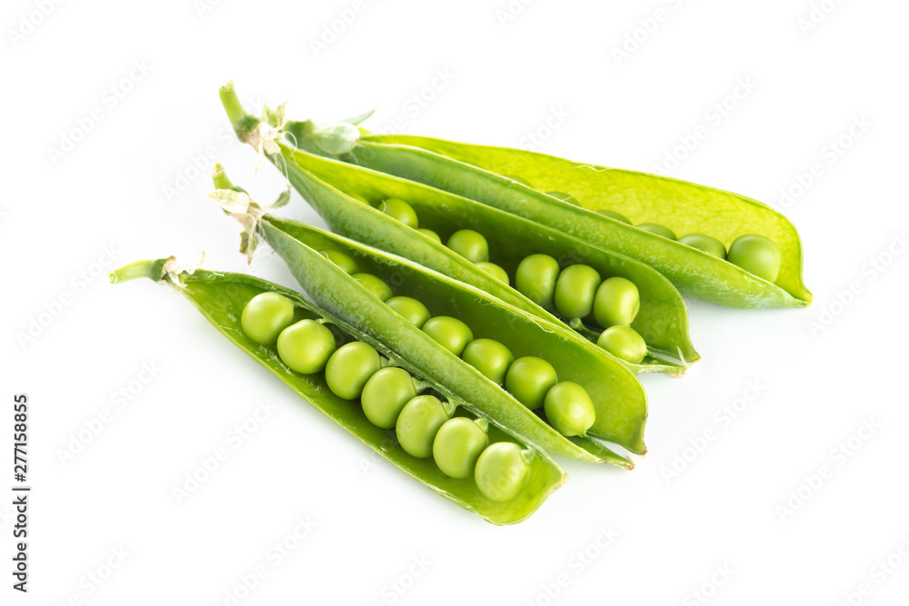 stalk of green peas on a white background stalk of green peas on a white background