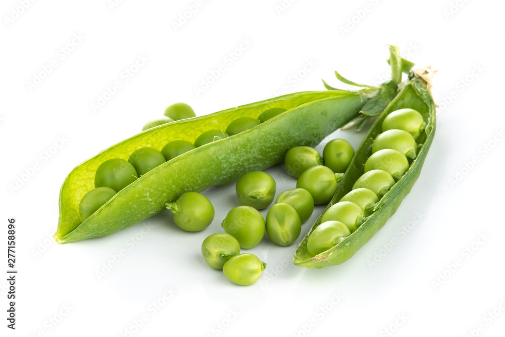 stalk of green peas on a white background stalk of green peas on a white background