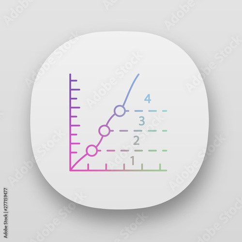 Phase diagram app icon. Limits graphical representation of substance stability. Materials science. Physics, mathematics. UI/UX user interface. Web or mobile applications. Vector isolated illustrations