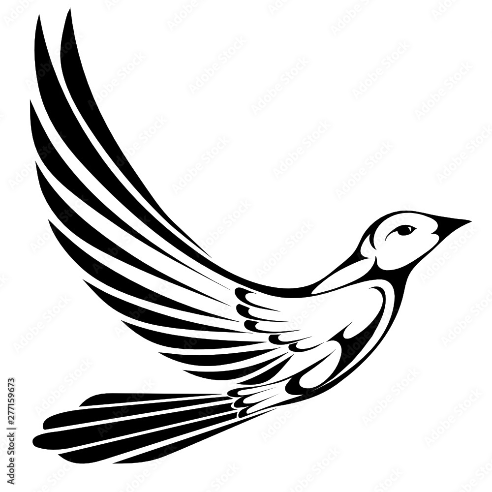 Fast flying bird black outline vector image Fast flying bird black outline vector image