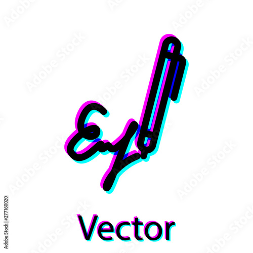 Black Signature line icon isolated on white background. Pen and undersign, underwrite, ratify symbol. Vector Illustration