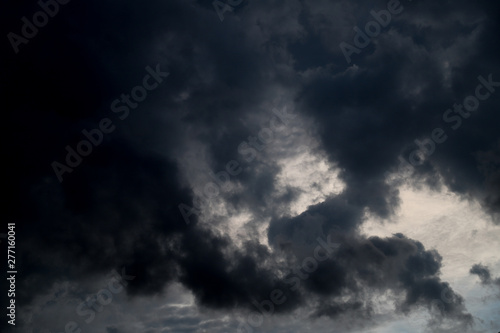 Scenery of black thunderstorm cloudy sky in rainy season.