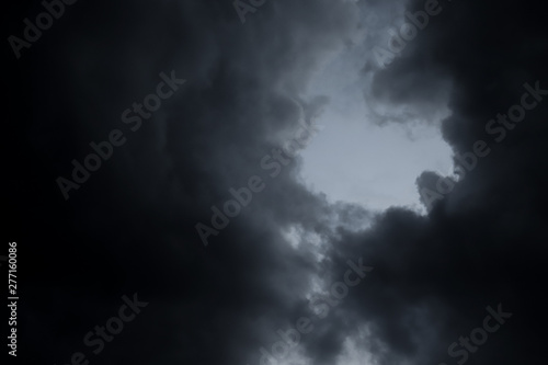 Scenery of black thunderstorm cloudy sky in rainy day. 