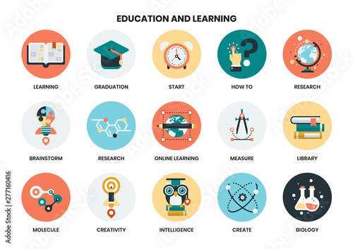 education icons set for business