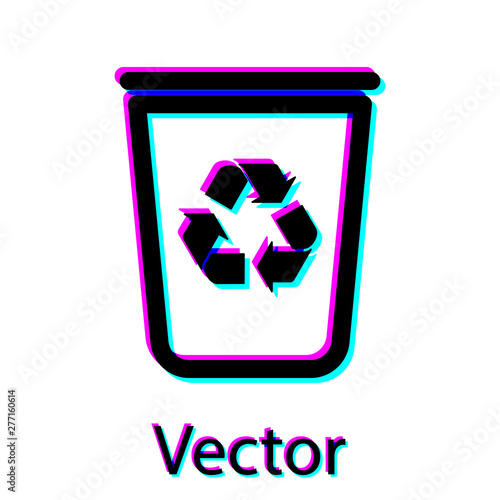 Black Recycle bin with recycle symbol icon isolated on white background. Trash can icon. Garbage bin sign. Recycle basket sign. Vector Illustration