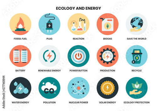 energy icons set for business