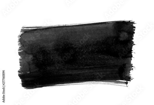 Rectangle shape black ink drawn by hand with a brush.