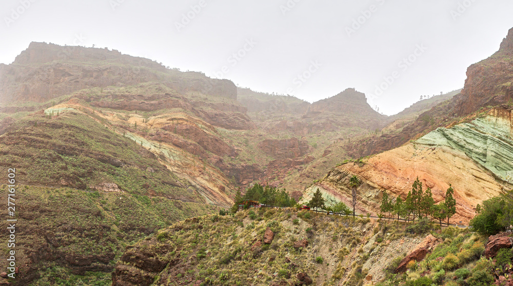 Natural phenomenon of the colorful mountains in the west of the island of Gran Canaria / so-called 