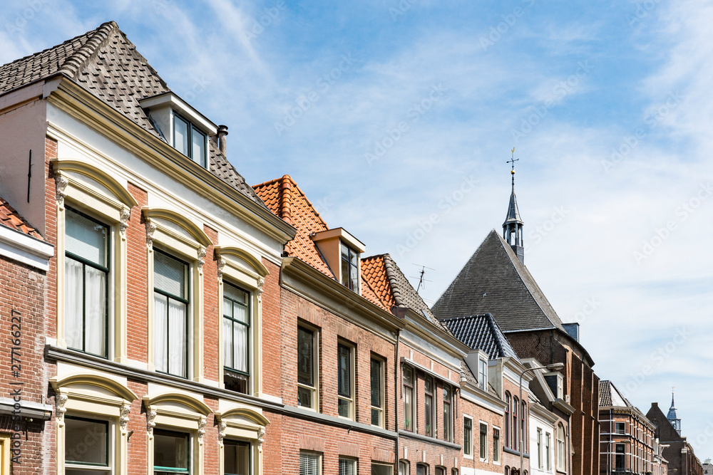 row houses in street called Broederweg in Kampen, The Netherlands