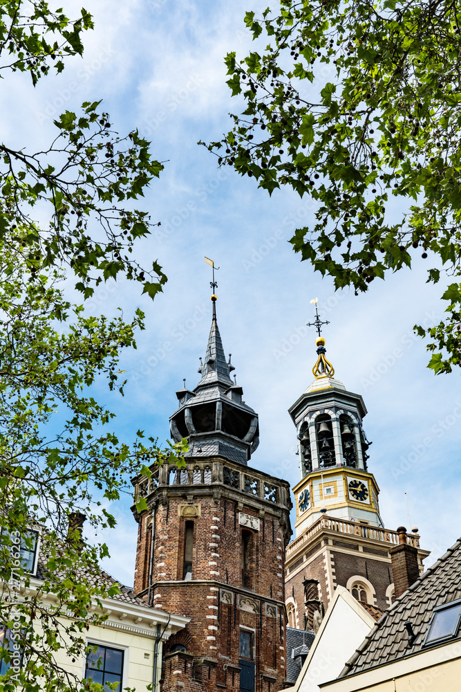 tower of City hall and gate called Nieuwe Toren in Kampen, The Netherlands