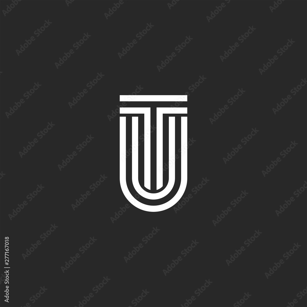 Logo letters TU or UT initials monogram, two letters T and U together, creative typography design element Logo letters TU or UT initials monogram, two letters T and U together, creative typography design element