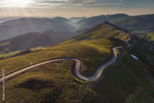 Aerial view of Transalpina mountain road, Romania