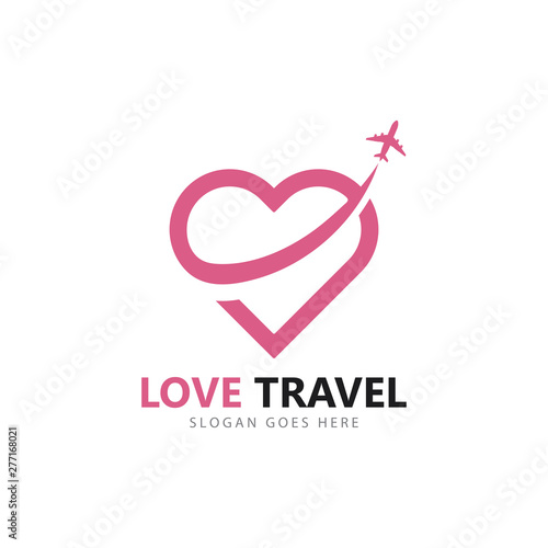 Love travel logo vector icon template design