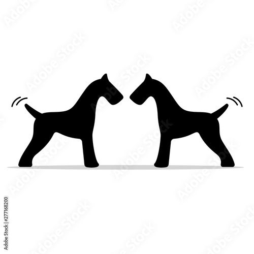 Flat abstract vector dog illustration. Textile applique template. Cut out laser pattern. Fashion decor design.