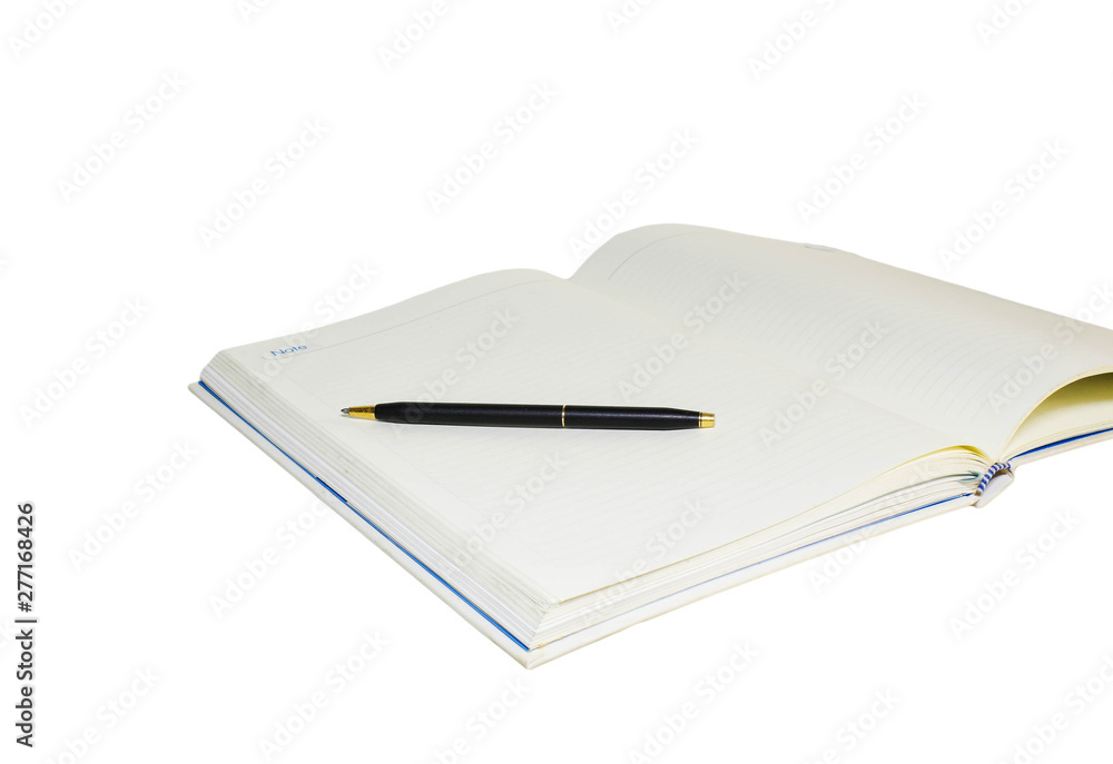 Note book and pen on white background. Note book and pen on white background.