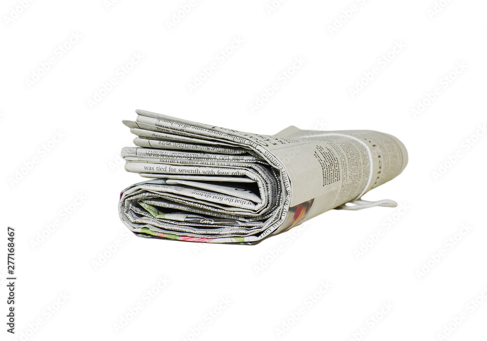 Newspaper roll on white background. Newspaper roll on white background.