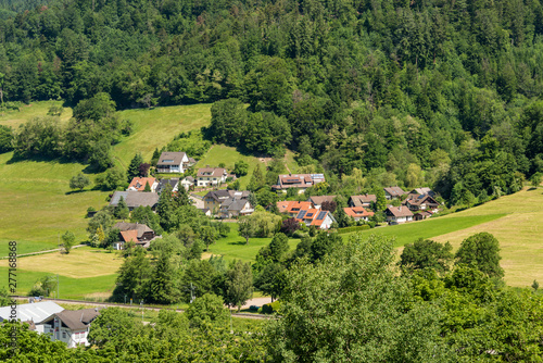View from above to a part of the small village Muenstertal in the Black Forest