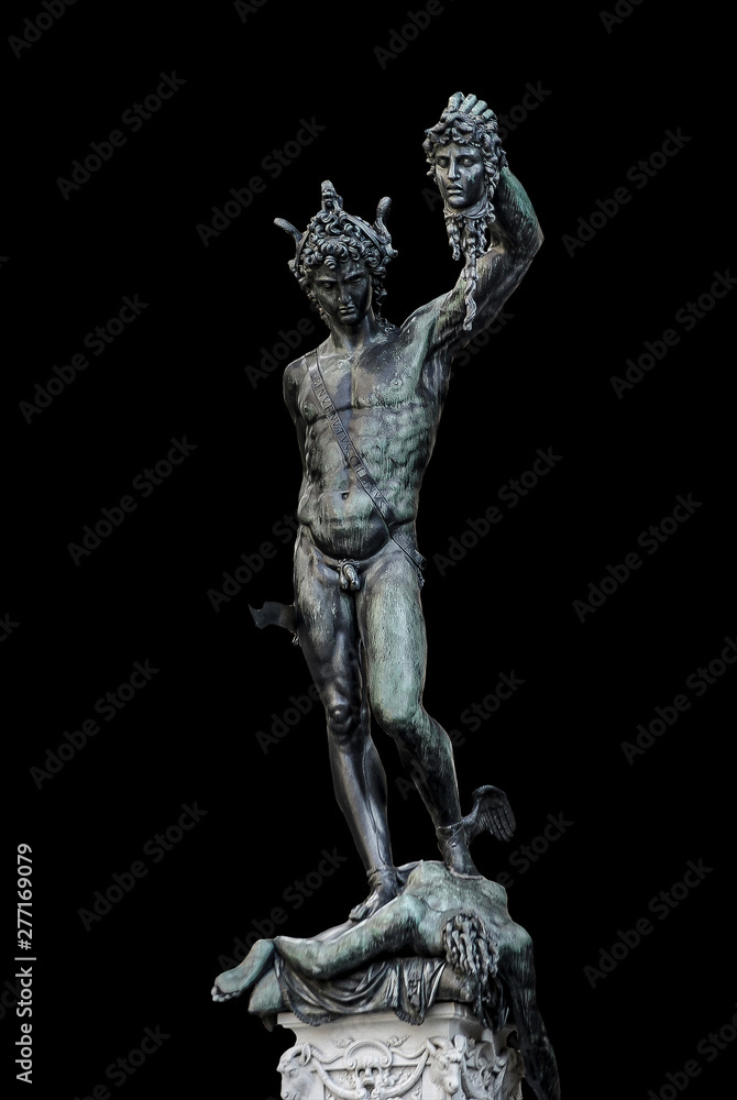 Statue of Perseus with the head of Medusa at Palace Vecchio, isolated