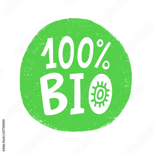 100 percent bio vector badge sign