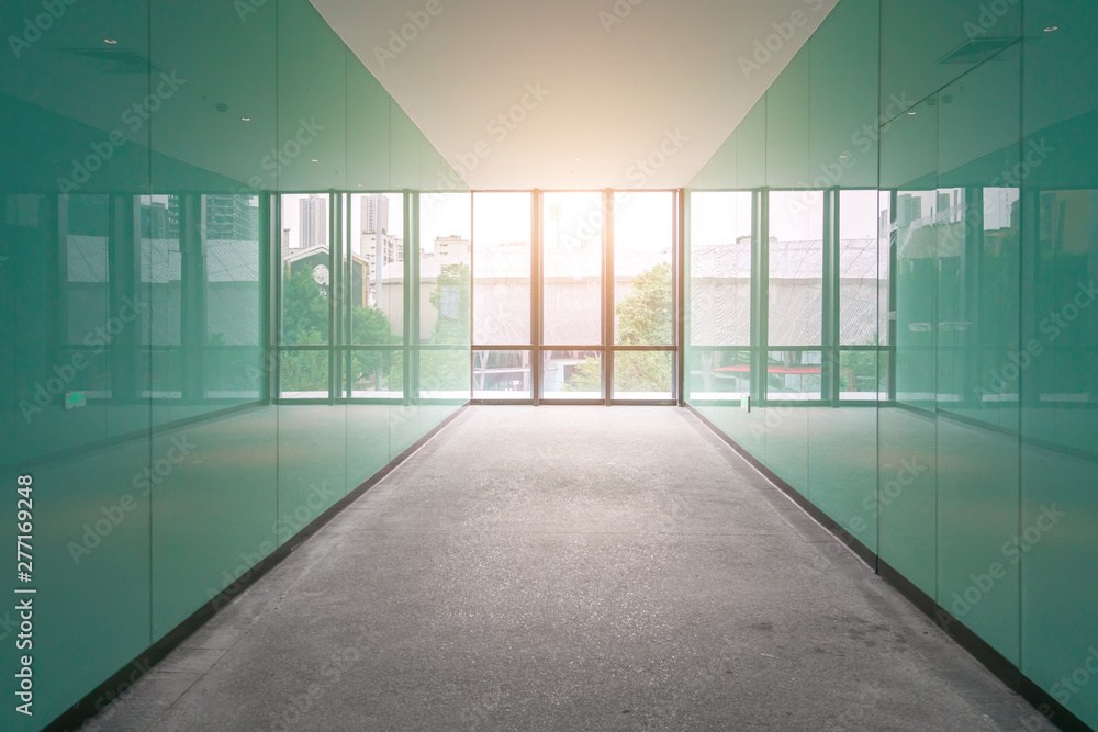 Fototapeta premium Entrance hall and empty floor tile, interior space