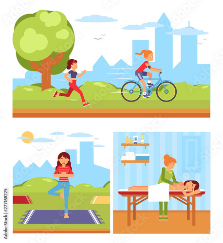 Healthy lifestyle flat vector illustrations pack