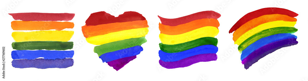 Obraz premium Set Of Four Different Colorful Ranbow Flags