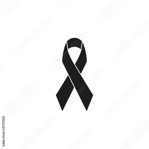 Black ribbon icon, mourning and melanoma sign. Vector.