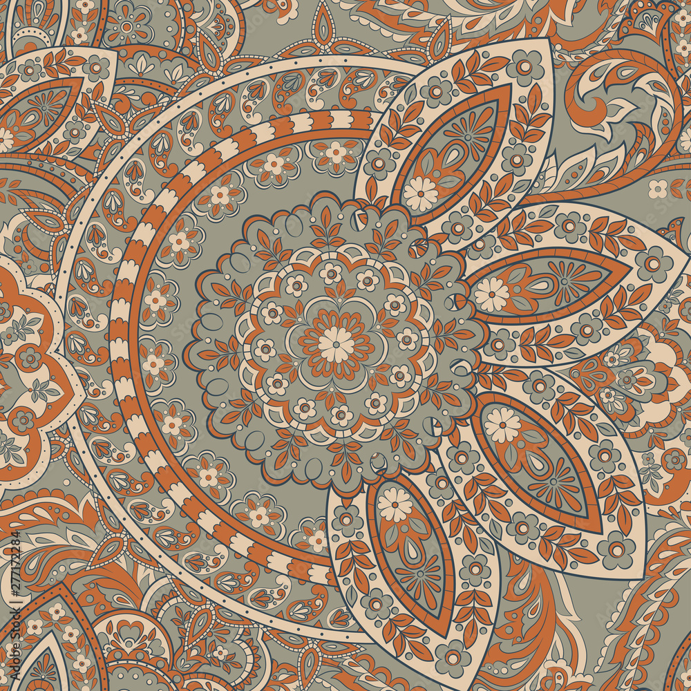 Vector Seamless Asian Textile Background. 