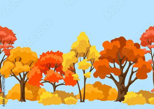 Autumn seamless pattern with stylized trees.