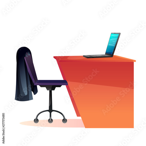 Empty office workplace flat vector illustration