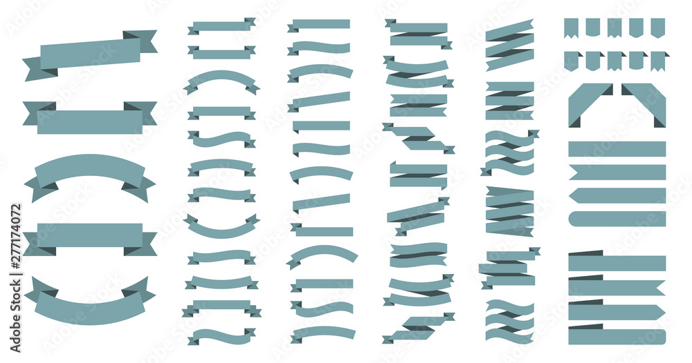 Ribbon or banner vector set. Flat vector ribbons banners isolated background. Ribbon turquoise colored. Set ribbons or banners. Vector Ribbon or banner vector set. Flat vector ribbons banners isolated background. Ribbon turquoise colored. Set ribbons or banners. Vector