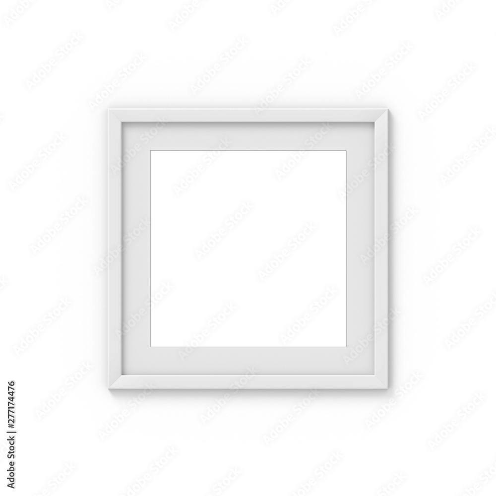 Square white simple picture frame with a border. Mockup for photography. 3D rendering Square white simple picture frame with a border. Mockup for photography. 3D rendering