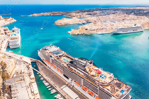 Cruise ship liner port of Valletta, Malta. Aerial view photo