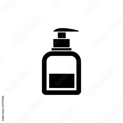 Liquid soap bottle glyph icon. Silhouette symbol. Shower gel. Negative space. Vector isolated illustration