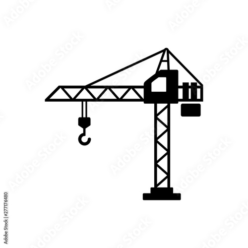 Building crane Icon Vector. Flat vector illustration in black on white background. EPS 10 photo