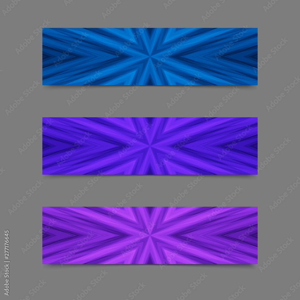Set of Cards or Banners with Blue and Violet Striped Texture.