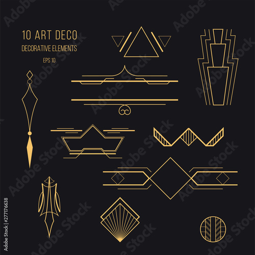 Set of Art deco elements. Trendy vintage design elements. Retro style. Isolated vector eps 10.