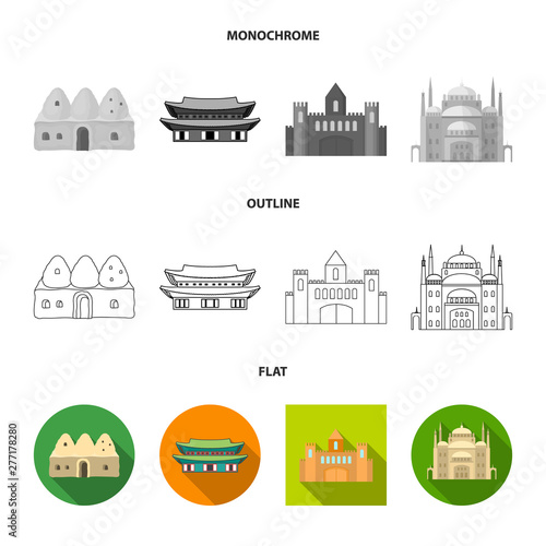 Vector design of town and chinatown symbol. Collection of town and asian stock vector illustration.