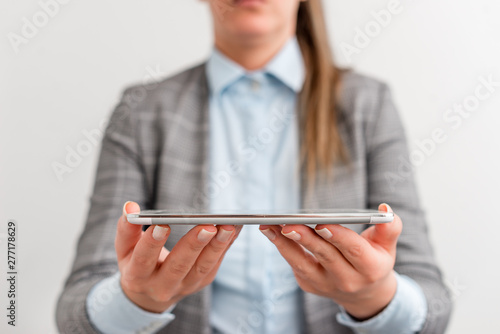 Business concept with mobile phone and business woman.