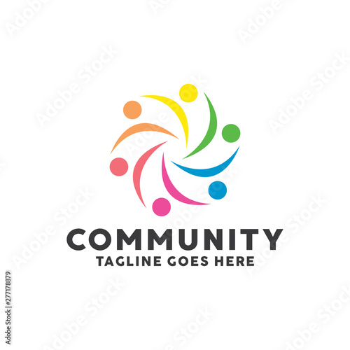 Community Logo For Leadership Design With Colorful Circle Society Style Concept. Teamwork Logo Company with Modern Shape and Connection Creative Symbols Concept. Icon for Business and Corporate. © artdjink