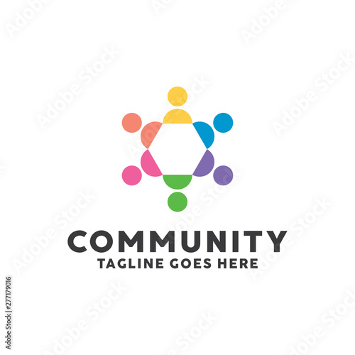 Community Logo For Leadership Design With Colorful Circle Society Style Concept. Teamwork Logo Company with Modern Shape and Connection Creative Symbols Concept. Icon for Business and Corporate. © artdjink