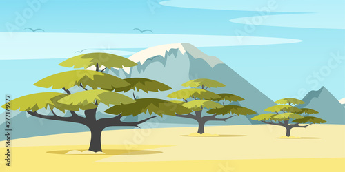 African savannah flat vector illustration